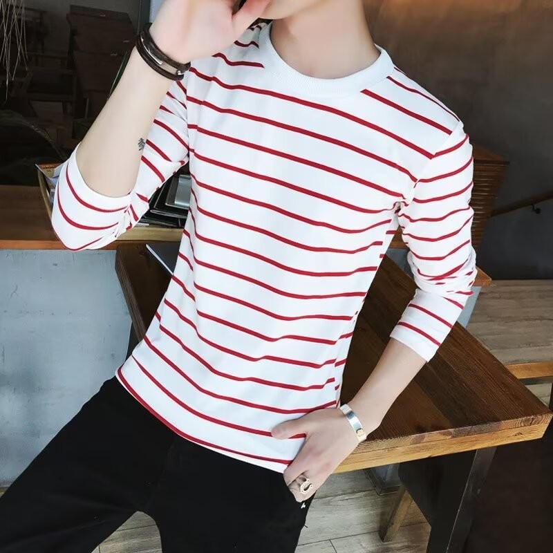 ผู้ชายแขนยาวเสื้อยืดเสื้อกันหนาวลายสลิมฟิตฐานเสื้อ