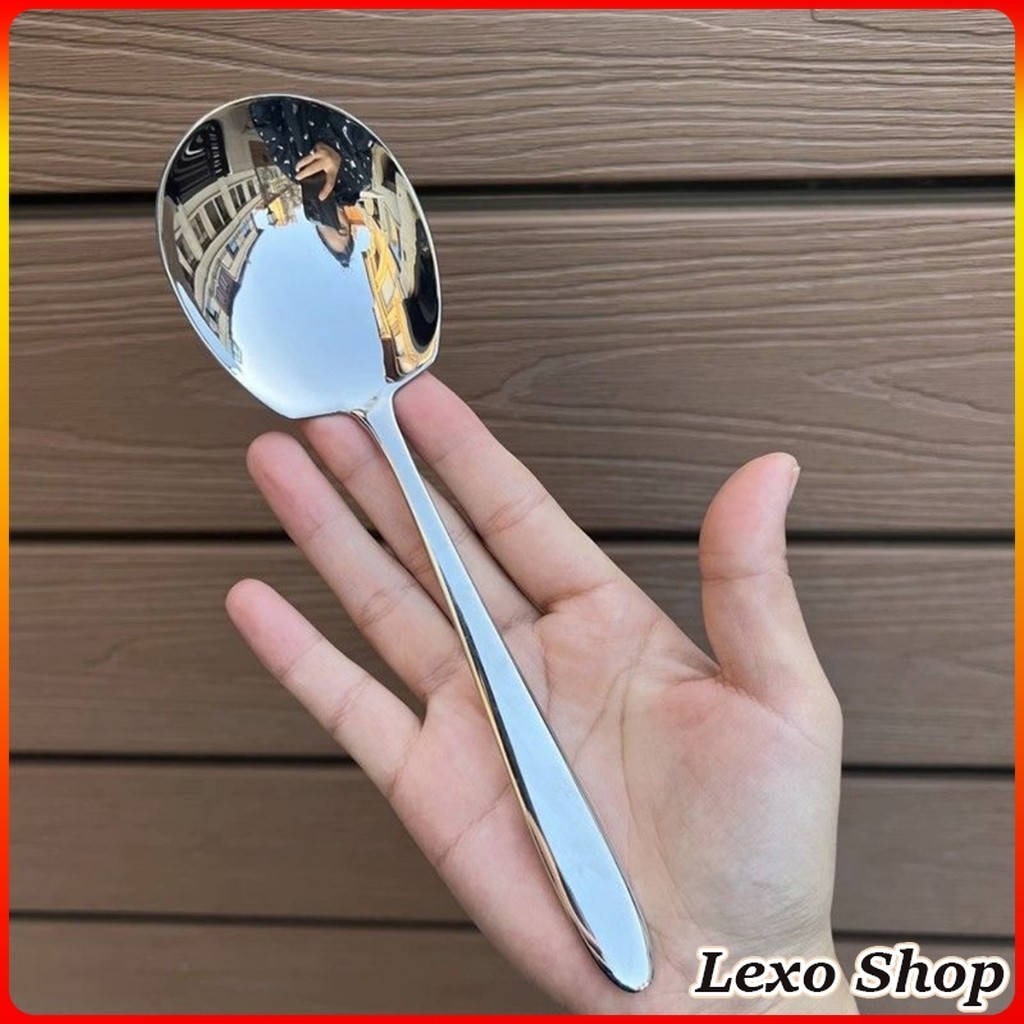 LEXO ช้อนเงินสแตนเลส ช้อนไอศครีม ตักซุป Stainless steel รูปที่ 2