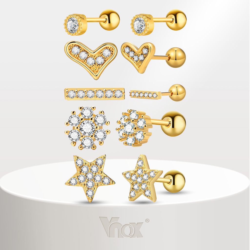 Vnox Baby Kids Studต่างหู,18K Goldขนาดเล็กน่ารักZircon Cubic Cutต่างหูสําหรับสาว,เครื่องประดับHypoallergenic (Non trarni