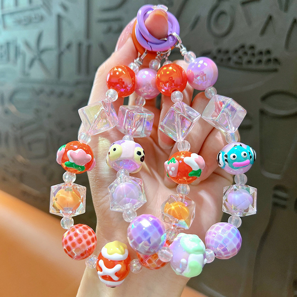 ลูกปัดหลากสีพวงกุญแจโทรศัพท์พวงกุญแจตกแต่งกระเป๋าจี้พวงกุญแจ - รูปที่ 3