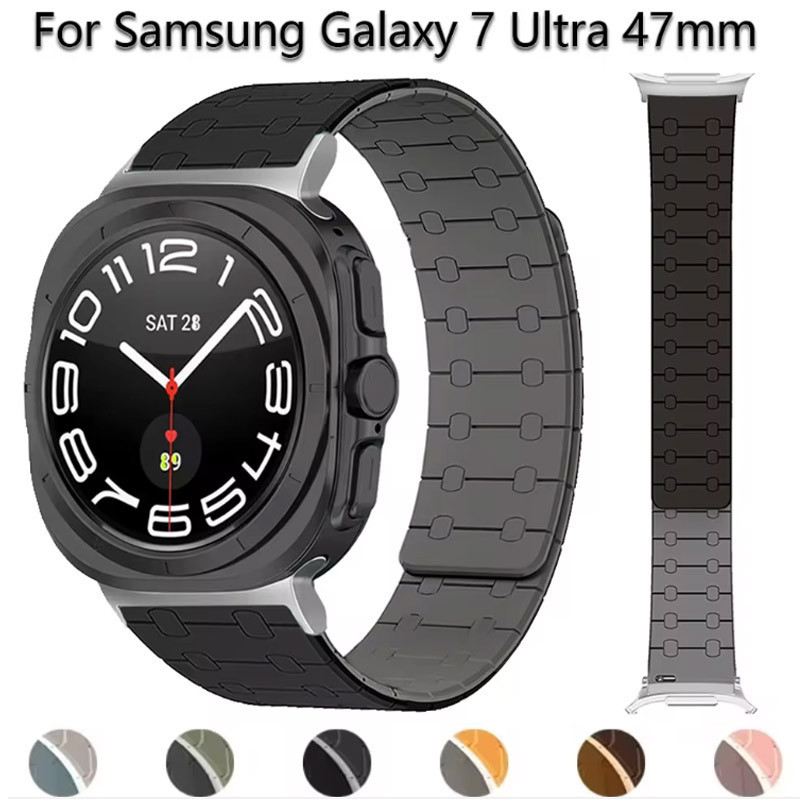 No Gaps Magnetic Loop Band เข้ากันได้กับ Samsung Galaxy Watch 7 Ultra 47mm Quick Fit สายซิลิโคนสําหรับนาฬิกา 7 Ultra 47mm Correa สร้อยข้อมือ
