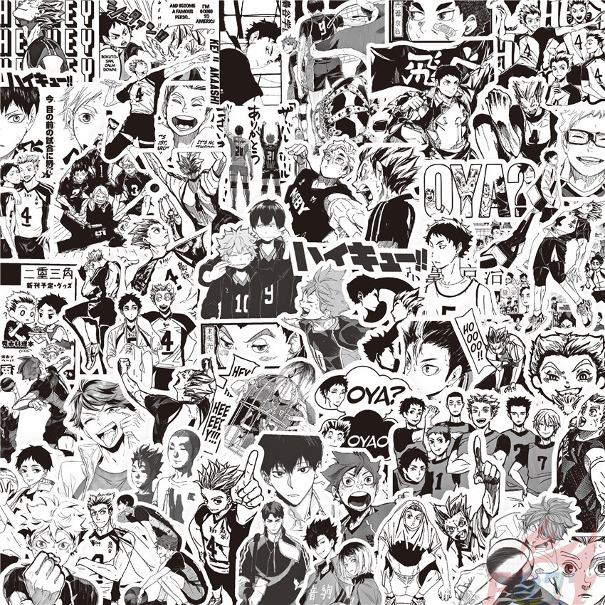 100Pcs/Set ❉ Haikyuu!! ハイキュー!! Classical Black & White Stickers ❉ DIY Fashion Doodle Decals Stickers