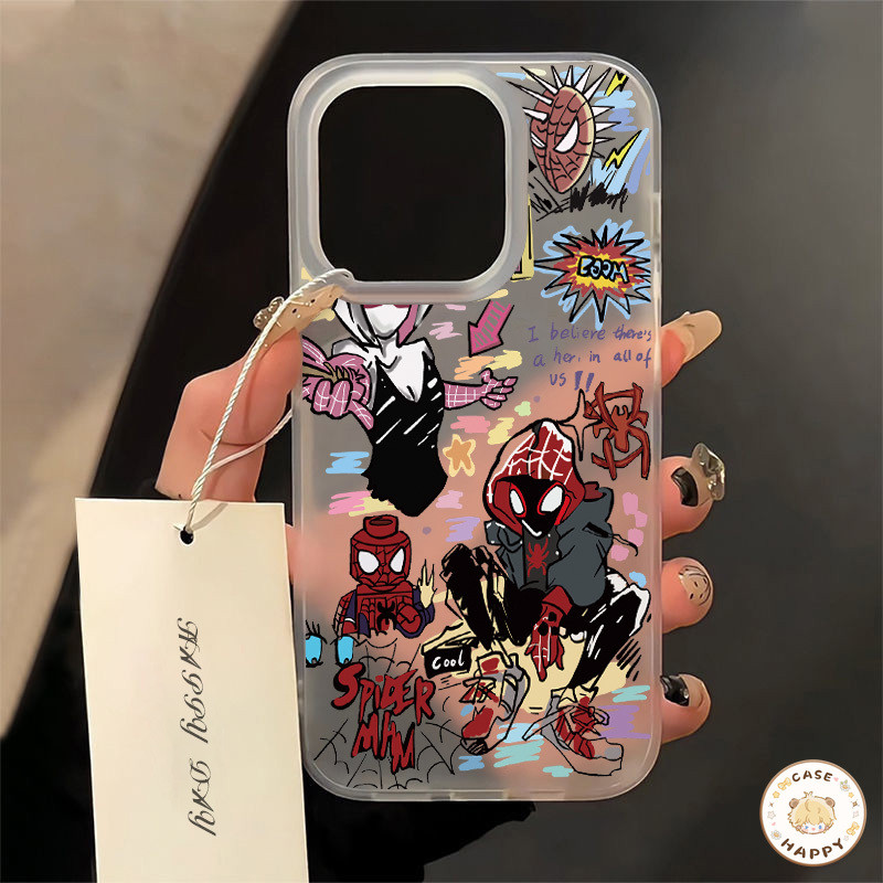 แฟชั่นอะนิเมะสไปเดอร์แมนคู่รักสไปเดอร์แม ทกซิลิโคนเคสแข เคสIPhone 17 16 11 15 13 12 Pro Max 7 8 Plus XS XR X MAX SE 2020