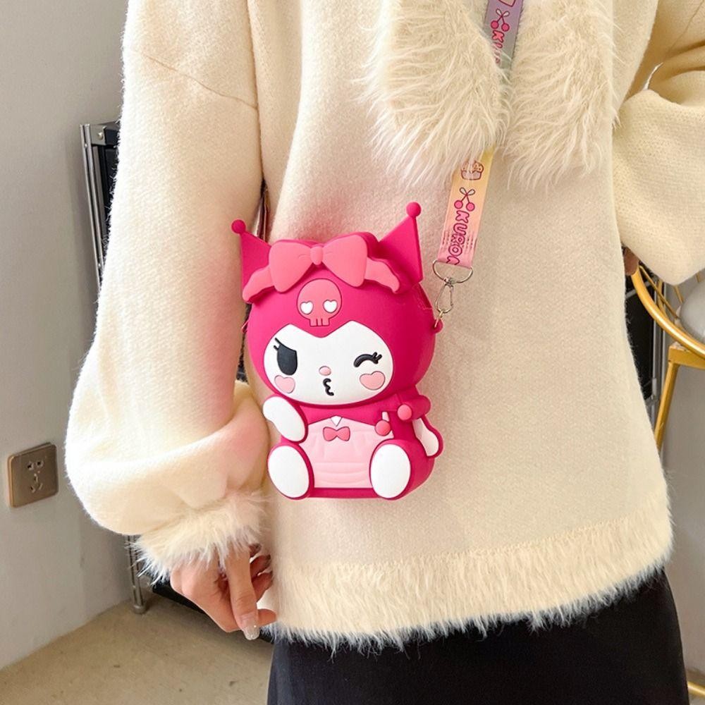 Flashsky Kuromi Silicon Bag,มัลติฟังก์ชั่นY2Kการ์ตูนกระเป๋าใส่เหรียญ,น่ารักซิปกระเป๋าสตางค์ผู้ถือบัตรKuromi Crossbody Bagสุภาพสตรี