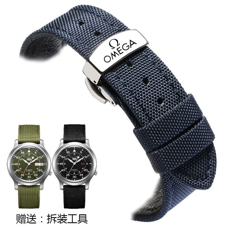 เหมาะสําหรับ Omega Joint Swatch Strap Speedmaster Nylon Canvas Strap 20mm