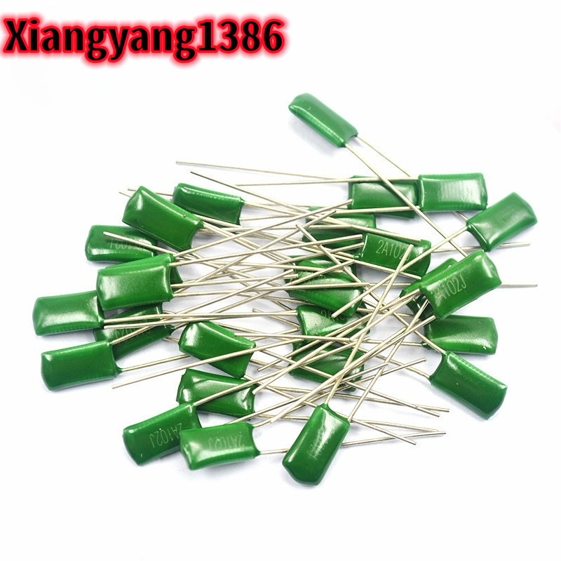 50pcs โพลีเอสเตอร์ฟิล์มตัวเก็บประจุ 100V 1nF 2.2nF 10nF 33nF 47nF 82nF 100nF 2A102J/152/222/332/472/