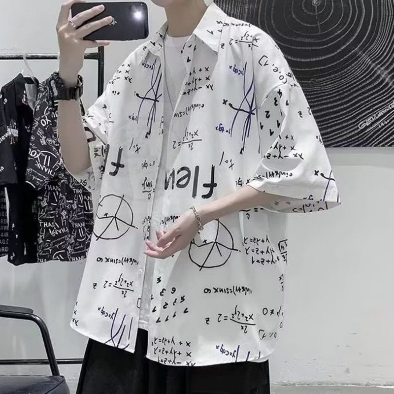 High Street แฟชั่นพิมพ์ลำลองชายเสื้อหลวมแขนสั้น