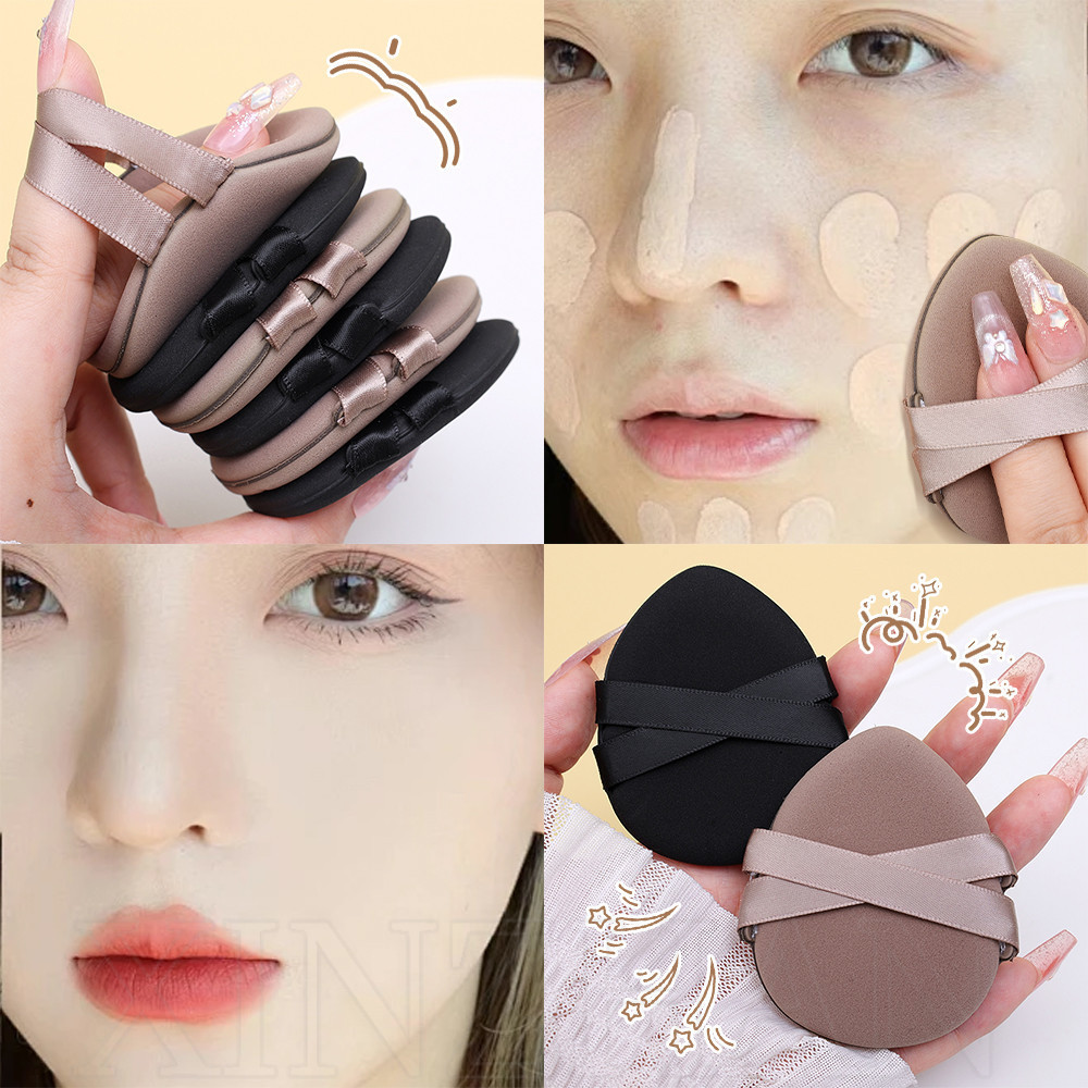 แป้งพัฟเบาะลมรูปหยดน้ํา-ไข่ความงามแบบใช้คู่เปียกและแห้ง-หนานุ่มพิเศษริบบิ้นคู่-เครื่องมือแต่งหน้าความงาม-สําหรับทาบีบีครีมครีมเหลว