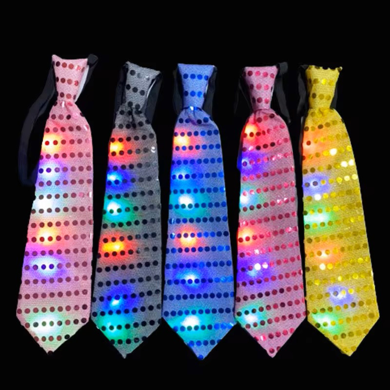 Led แฟลช Glitter เลื่อม Tie สําหรับผู้ชาย Unisex สีสัน Luminous Bow Tie Night ฮาโลวีน Christmas Party เครื่องแต่งกาย Props