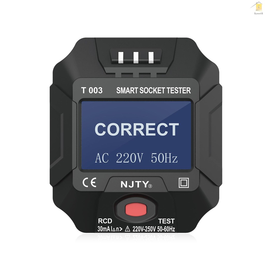 ⚙️Njty 220 ~ 250V UK Plug Socket Outlet Tester Smart Socket Tester จอแสดงผลดิจิตอล LCD Socket Tester