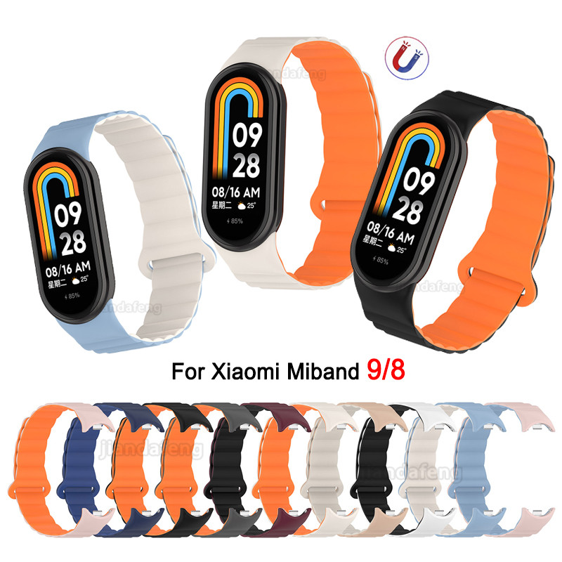 สําหรับ Miband 9 สายรัดซิลิโคนสายรัดข้อมือ Loopback แม่เหล็กสําหรับ Xiaomi Mi Band 8 10