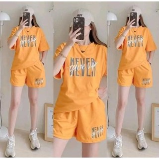 9558-Waffle Comfort Fabric Never give Up T-Shirt/ Terno Short w/two Pockets (XL-XXL)