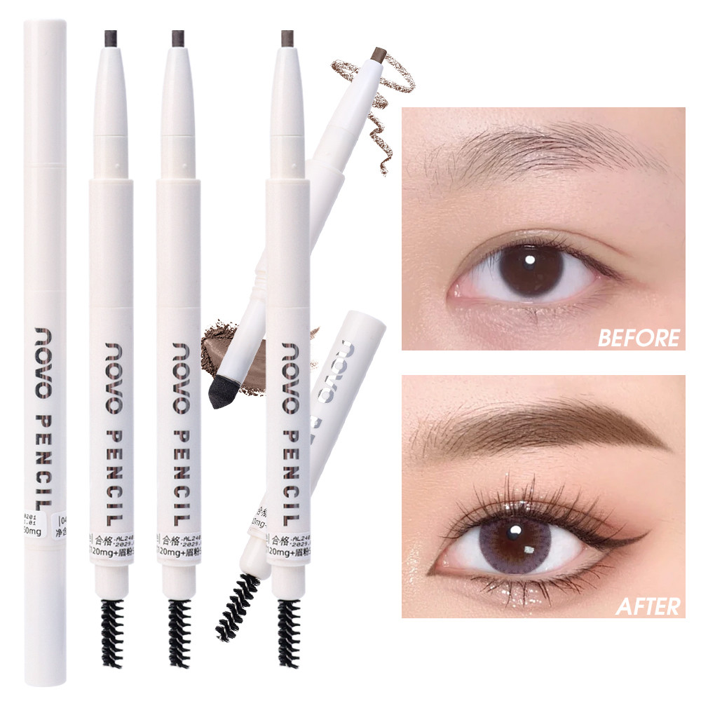 ปากกาเขียนคิ้ว - Fills Brow Makeup - ที่แม่นยํา ปลายละเอียด กันน้ํา ไม่เลอะ - ดินสอเขียนคิ้ว 3 in 1 พร้อมแป้งเขียนคิ้วและแปรงเขียนคิ้ว - วาด Tiny Brow Hairs - แต่งหน้าตา