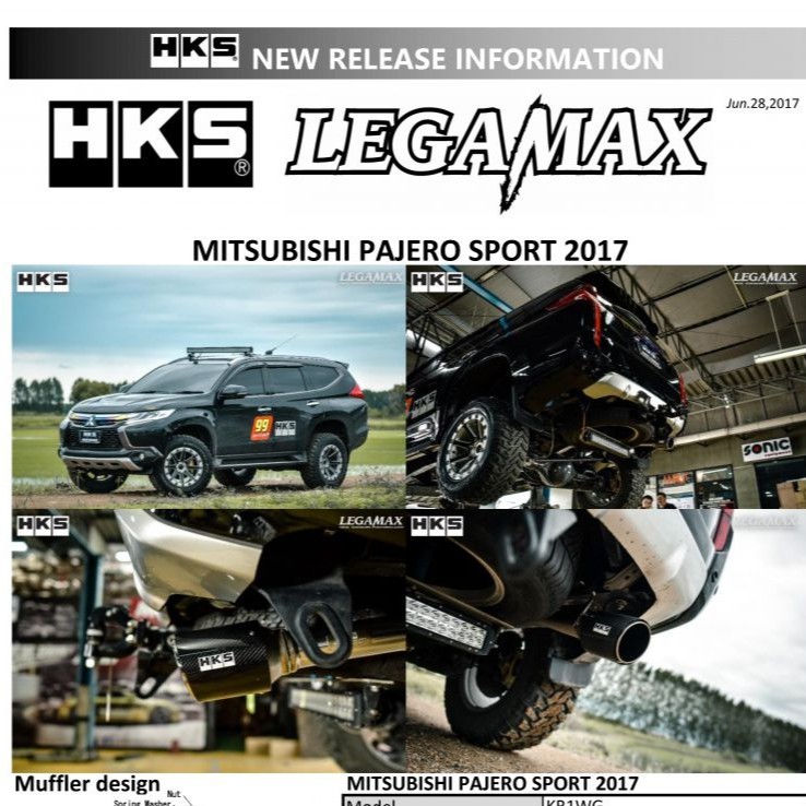 ท่อไอเสีย hks exhaust muffler ตรงรุ่น mitsubishi pajero ปลาย carbon เครื่อง 4N15037 ท่อ Stanless Steel ไม่เป็นสนิม