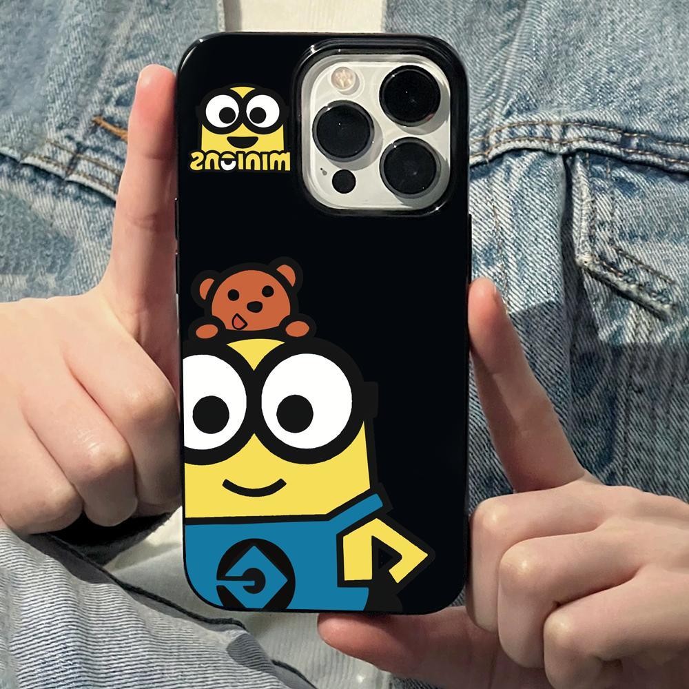 แว่นตา Minions เหมาะสําหรับ Apple 15PROMAX เคสโทรศัพท์ iPhone14 Niche 13 Big Hole 12 Soft Case 11 อินเทรนด์