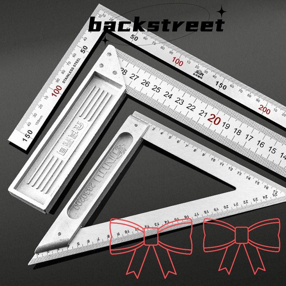 Backstage Angle Square Ruler, เครื่องมือวัด Double Sided Scale มุมขวา, Multi-functional สแตนเลส 30/50 ซม. 90 องศาเปลี่ยนไม้บรรทัดงานไม้