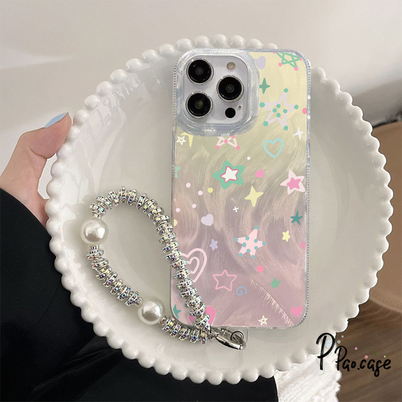 หวานดาวน้อยรักหัวใจขนนกเส้นด้ายเข้ากันได้กับเคสไอโฟน 11 15 14 13 12 Pro Max 8 7 15 Plus XR X XS Max SE 2022 หน้าปก