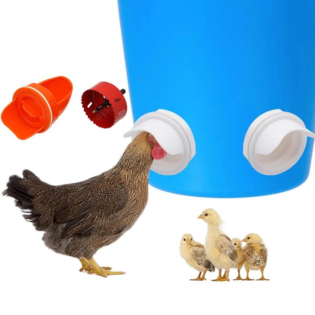 ใหม่ เครื่องให้อาหารเป็ดไก่อัตโนมัติ พอร์ตแรงโน้มถ่วงชุดอาหารกลอง DIY รางอาหารนกพิราบ