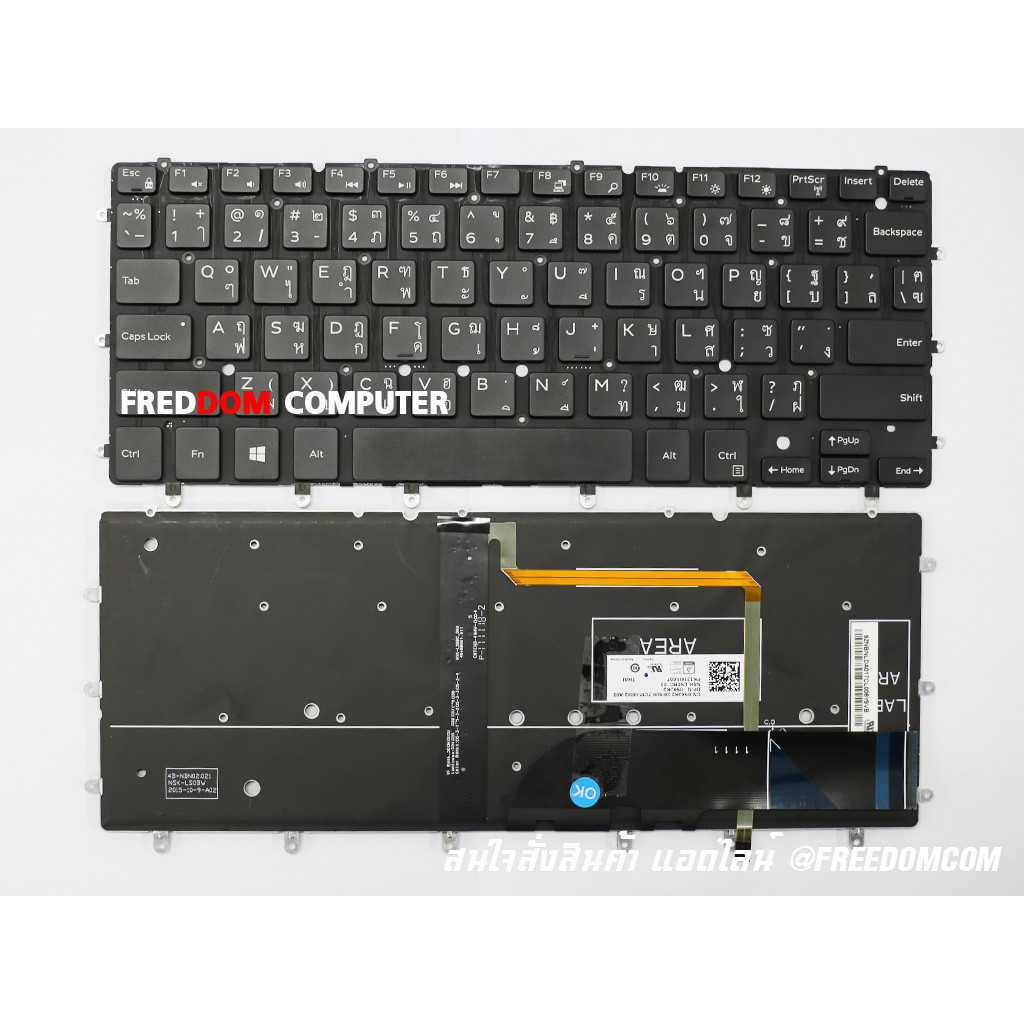 คีย์บอร์ด Dell INSPIRON P57G 13-7000 N7547 N7548 15-7558 15-7568 SERIES 13-7347 13-7348 13 7347 7348 ไทย อังกฤษ KEYBO