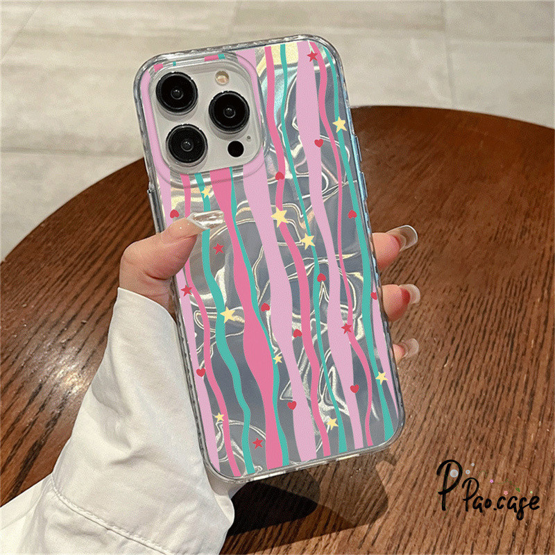 สีสันจุดดาวดวงเล็กรูปหัวใจหรูหราระลอกเงากรณีความเข้ากันได้ เคสไอโฟน 13 11 15 14 12 Pro Max 8 7 6 Plus XR X XS Max SE