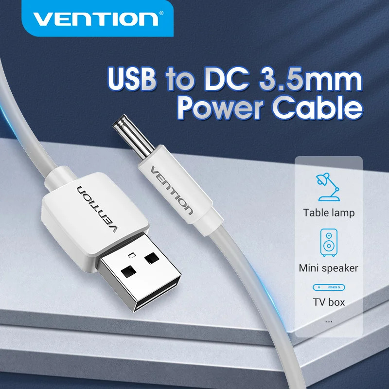Vention สายไฟ USB เป็น DC 3.5 มม. USB A ถึง 3.5 แจ็คเชื่อมต่อ 5V อะแดปเตอร์จ่ายไฟสําหรับแฟน ๆ USB HUB DC 5.5 มม. สายชาร์จ