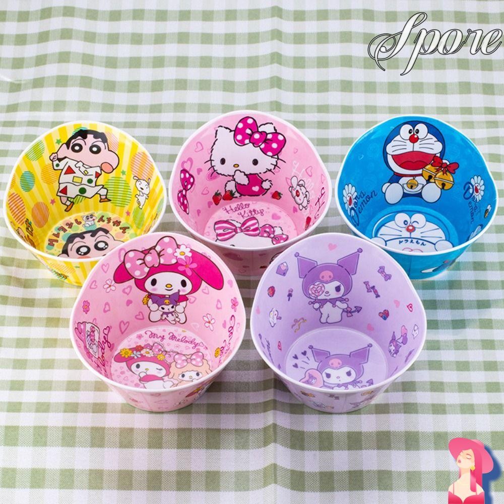 ชาม SPORE, เมลามีน Sanrio จานขนมในครัวเรือน, เรียบง่ายกบสีทึบ Melody ชามซุป