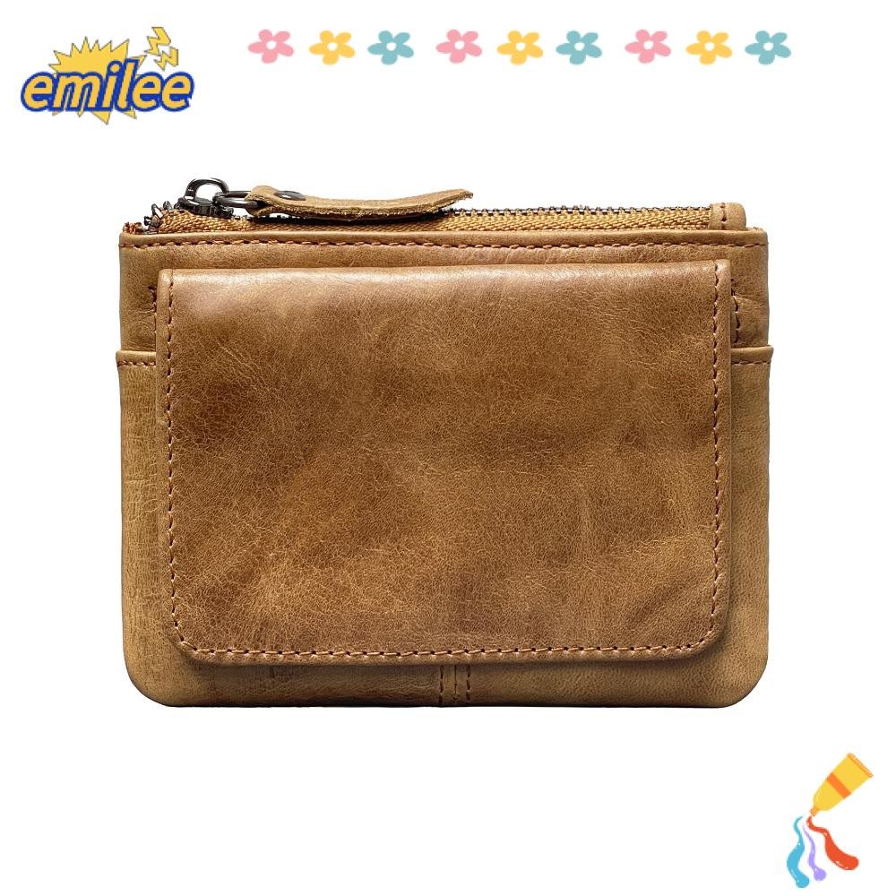 Emilee RFID กระเป๋าสตางค์ กระเป๋าใส่เหรียญ หนังวัวแท้ ใบเล็ก ใส่บัตรได้หลายใบ สไตล์มินิมอล สําหรับผู้หญิง