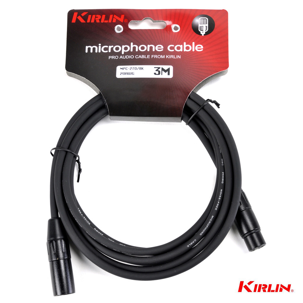 Kirlin สายไมค์ 3 เมตร หัว XLR (ตัวเมีย) / XLR (ตัวผู้) รุ่น MPC-270-3M + แถมฟรีตัวรัดสายไมค์