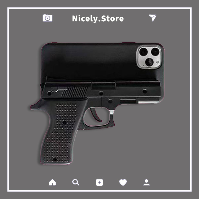 ที่ไม่ซ้ํากัน Handgun ปืนสีดําเคสโทรศัพท์สําหรับ iPhone 17 Air 16 15 14 13 12 Pro Max 11 XR Xs 6s 7 8 Plus Soft TPU กันชนโทรศัพท์มือถือฝาครอบปลอก