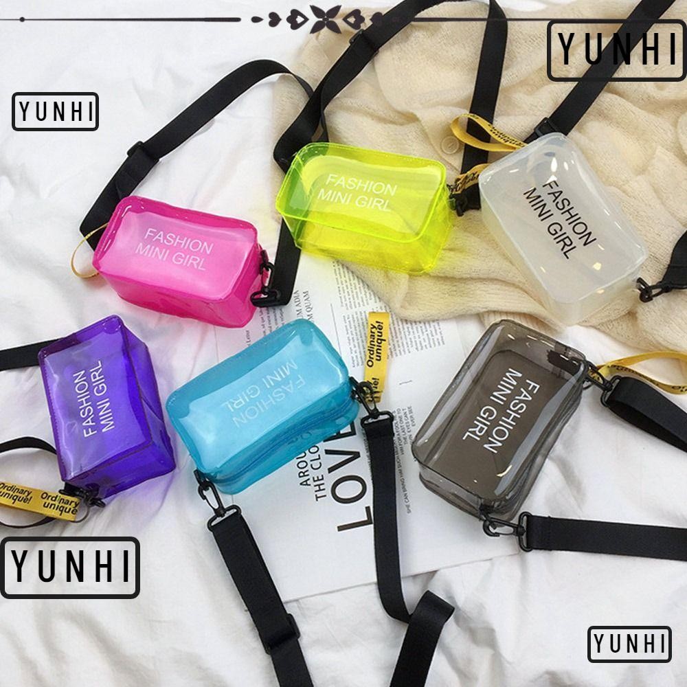 Yunhi Shoulder Messenger Bag Women Transparent Candy Color Small Tote Bag