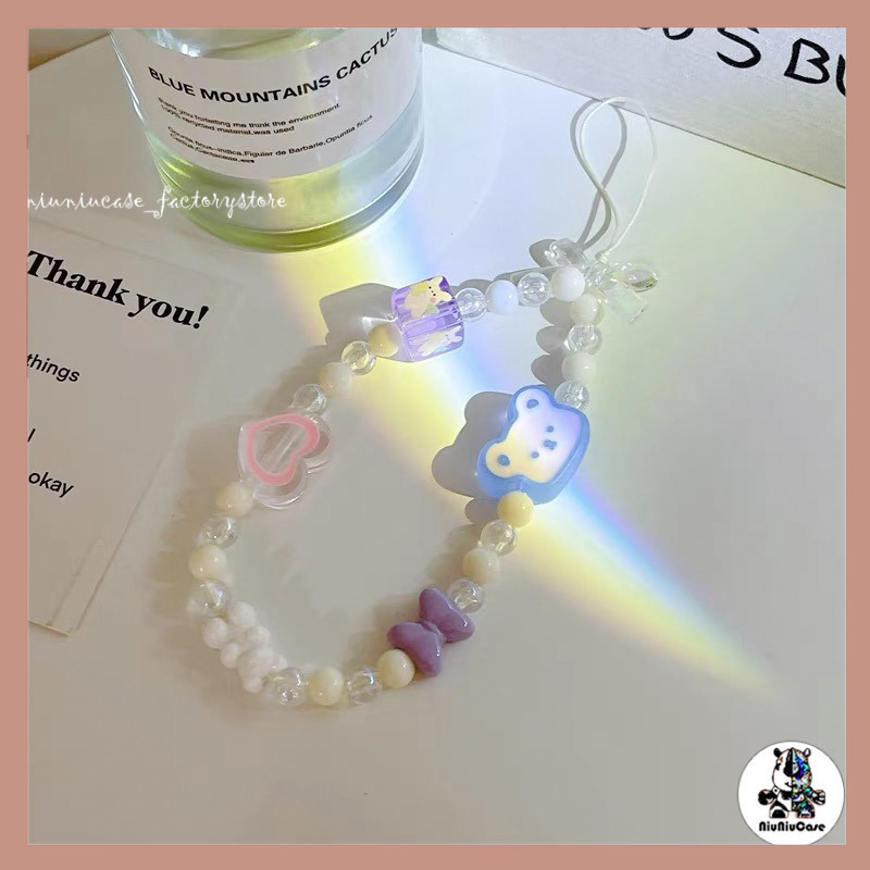 🔥 Ins Little Bear โทรศัพท์มือถือ สายคล้องข้อมือ โซ่มือถือ ป้องกันการสูญหาย เคสโทรศัพท์มือถือ น่ารัก สายคล้อง จี้กุญแจ