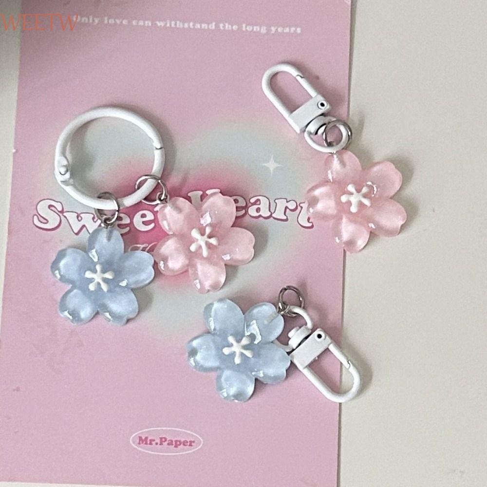 Weekw Sakura Key Chain, จําลองเรซิ่น Jelly Sakura จี้พวงกุญแจ, ตลก Cherry Blossom พวงกุญแจดอกไม้โปร่งแสงตุ๊กตาจี้หญิง
