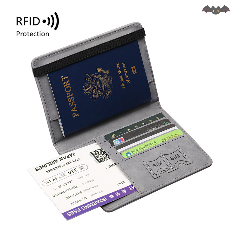 [PE] ผู้หญิงผู้ชาย RFID Vintage Business Passport Covers Holder Multi-Function ID Bank Card PU Leather Wallet Case Travel Accessories TH