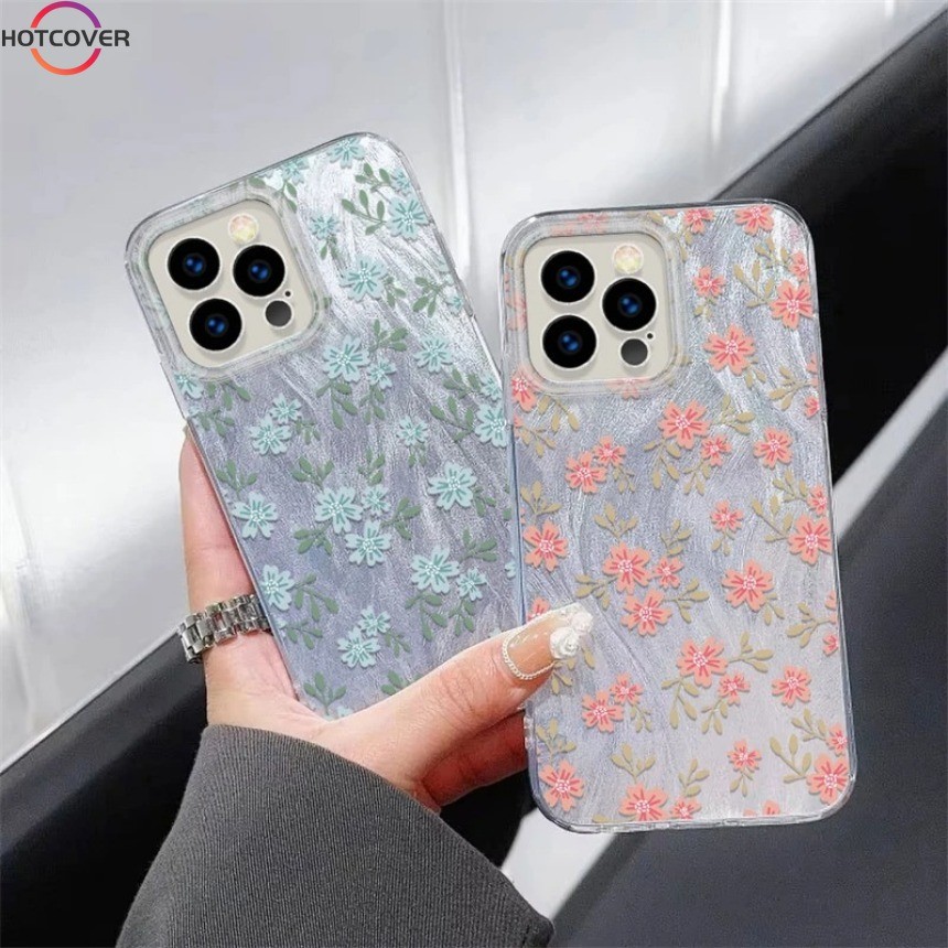 สําหรับ Vivo V30 V29 V27 V25 Pro V30e V29e V27e V25e V23e V9 S1 U10 Y85 เคสโทรศัพท์ Silver Feather Holographic เลเซอร์กรณีเกาหลีสีชมพูสีเขียวดอกไม้ฝาครอบ