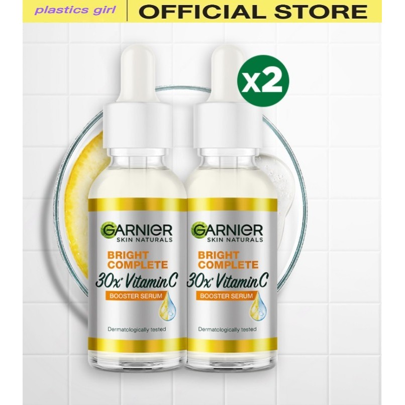 girl การ์นิเย่ สกิน แนทเชอรัลส์ ไบรท์ คอมพลีท วิตามินซี บูสเตอร์ เซรั่ม 30มล.x2 GARNIER Serum เซรั่มบำรุงผิวหน้า