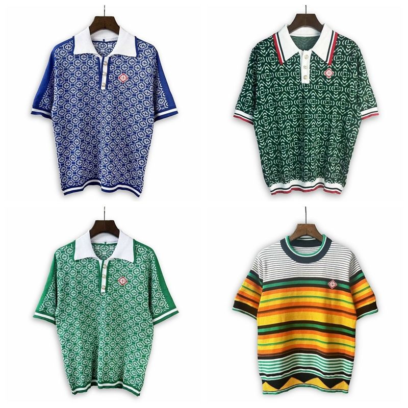 Casablanca Lapel Jacquard ปักเสื้อกันหนาวแขนสั้น