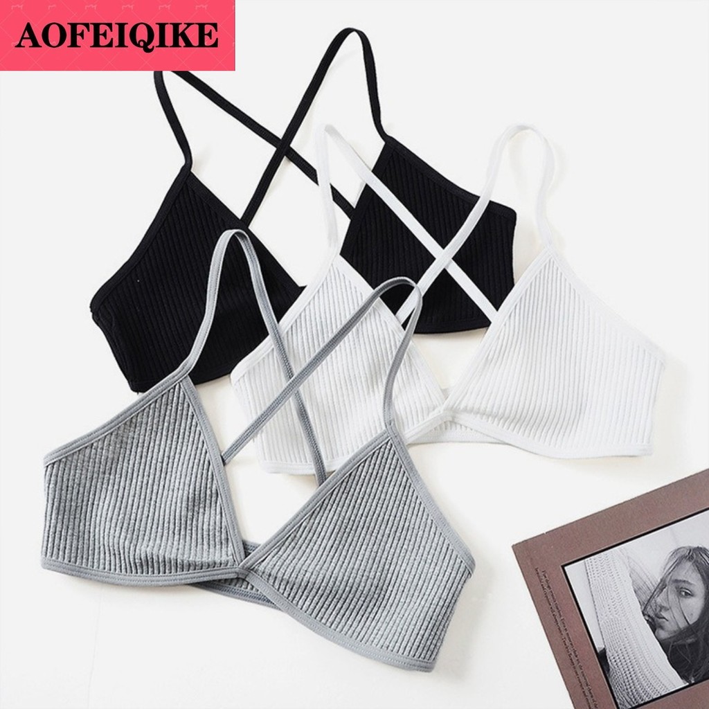Aofeiqike กลับสามเหลี่ยมถ้วย Bra ไม่มีแหวนเหล็ก Ultra-thin Deep V คอ Crossover ชุดชั้นใน