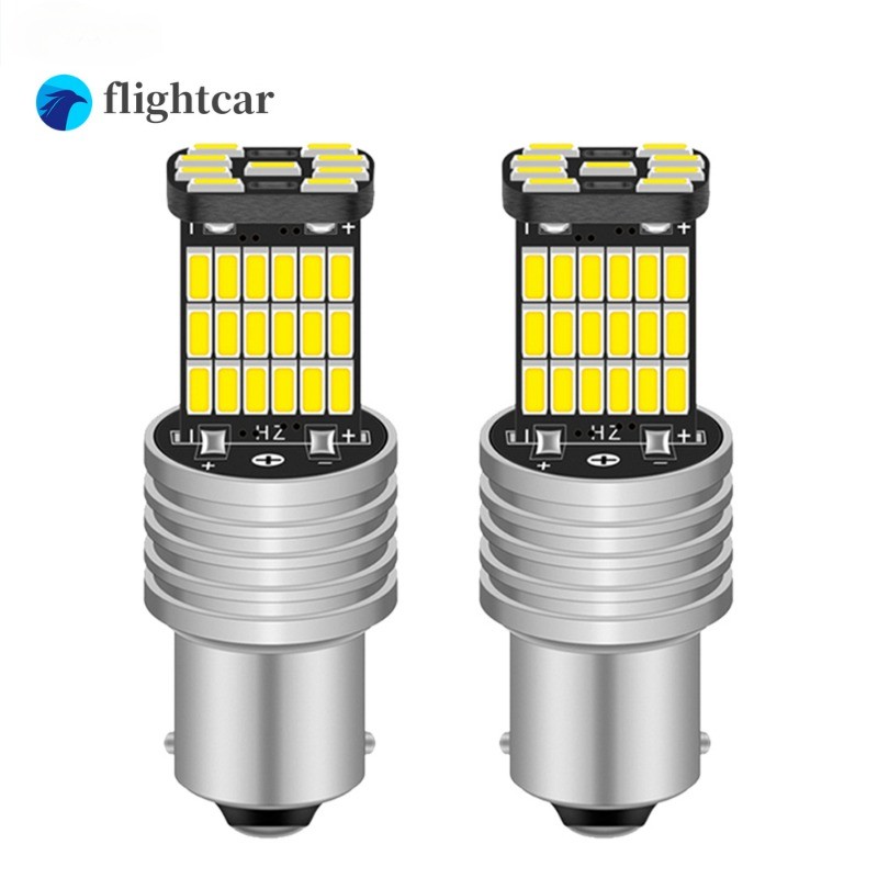 Yoolu 2 ชิ้นสีขาว P21W หลอดไฟ LED ไฟเลี้ยว 1156 PY21W 1157 P21/5W หลอดไฟ LED 45SMD 4014 ชิปรถ 12V