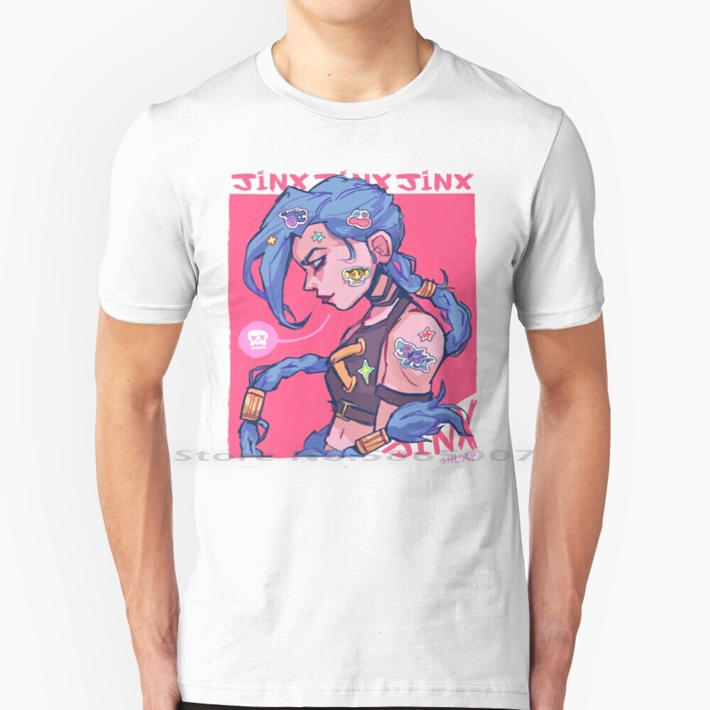 Jinx Design T เสื้อผ้าฝ้าย 100% Zaun Zaun Zaun Arcane League Jinx Arcane Jinx Arcane Jinx Arcane Jin