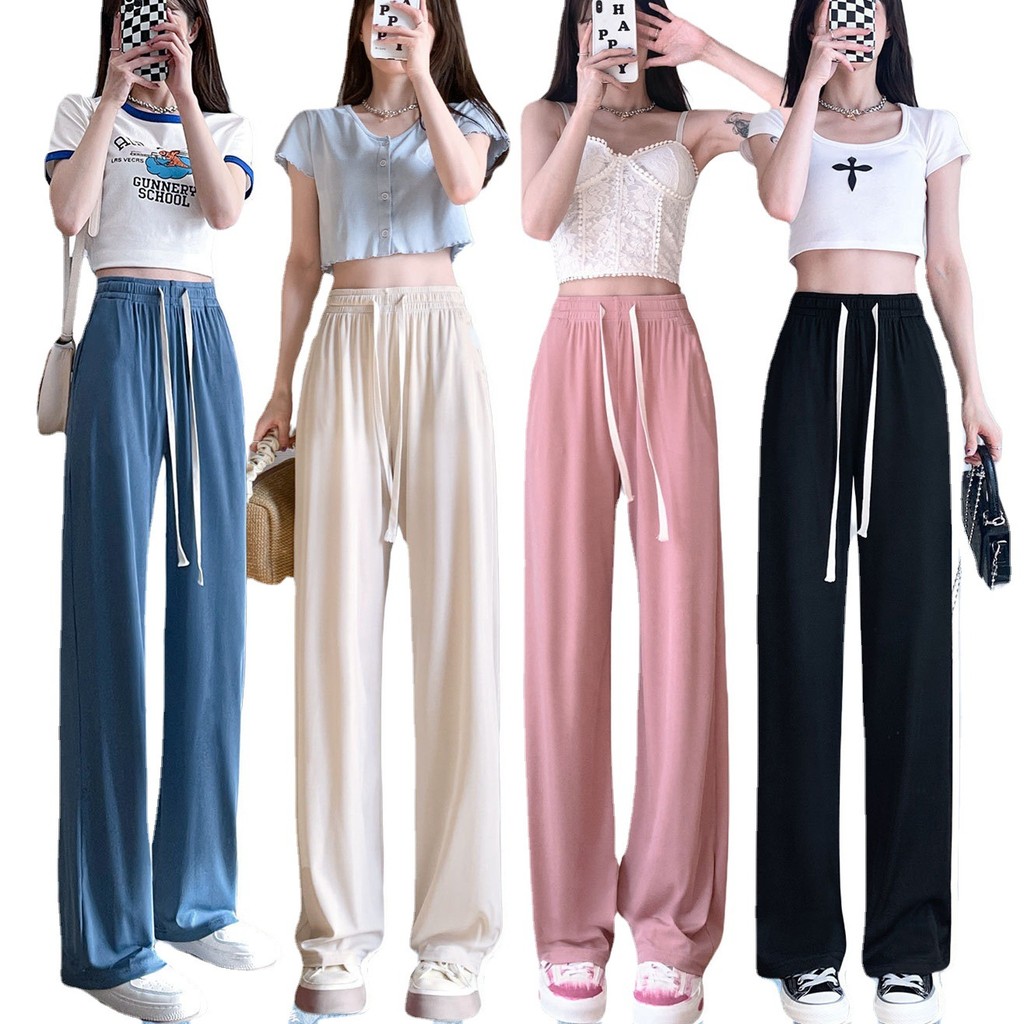 กางเกงขายาวผู้หญิง ใส่สบาย ขากว้าง ทรงหลวม สไตล์ลำลอง