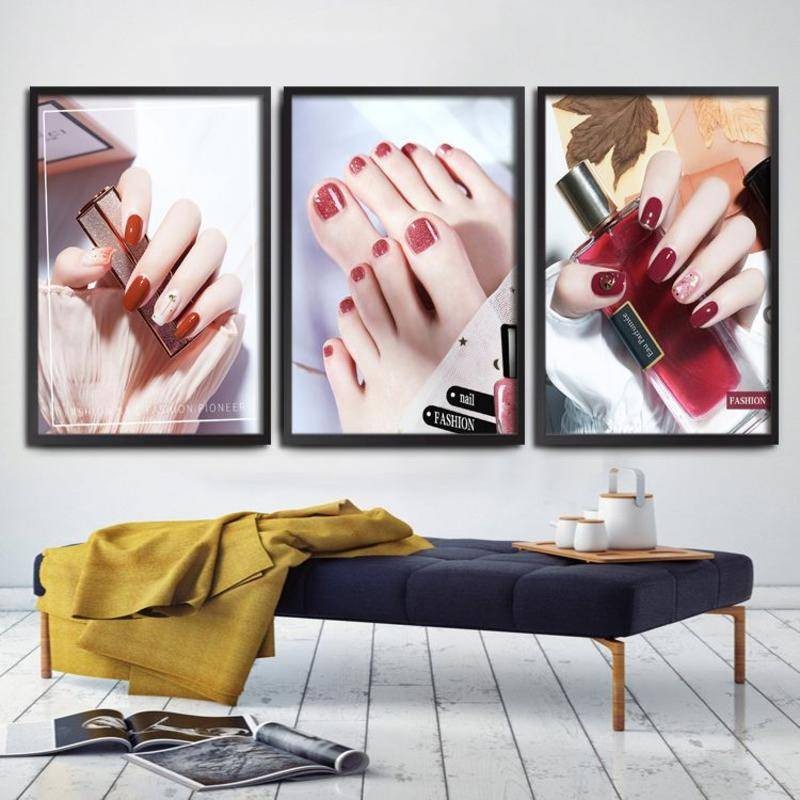 ตกแต่งร้านทําเล็บ ภาพวาด ร้านเสริมสวย แบบเล็บ รูปภาพ โฆษณา แขวนผนัง ภาพวาด การดูแลเท้า ซ่อมเล็บ โปสเตอร์ผ้าใบ