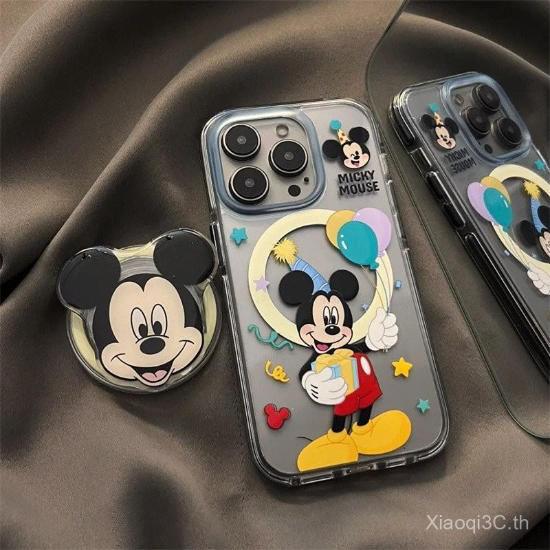 เคสโทรศัพท์มือถือสำหรับ iPhone 7 8 x XS XR xsmax 11 12 13 14 15 Pro Max PLUS INS ลูกโป่งแบบแม่เหล็กมิกกี้เคสแบบนิ่มกันกระแทกเคสป้องกันเคสแม่เหล็ก8khc