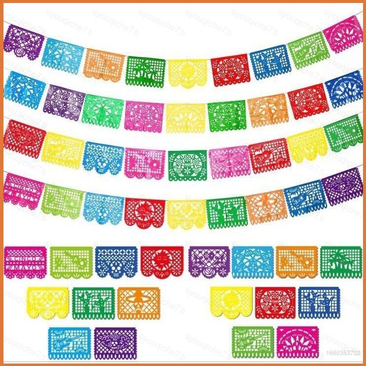 Day of the Dead Death day Party กระดาษสี่เหลี่ยมตัดพลาสติกธงแบนเนอร์ตกแต่ง