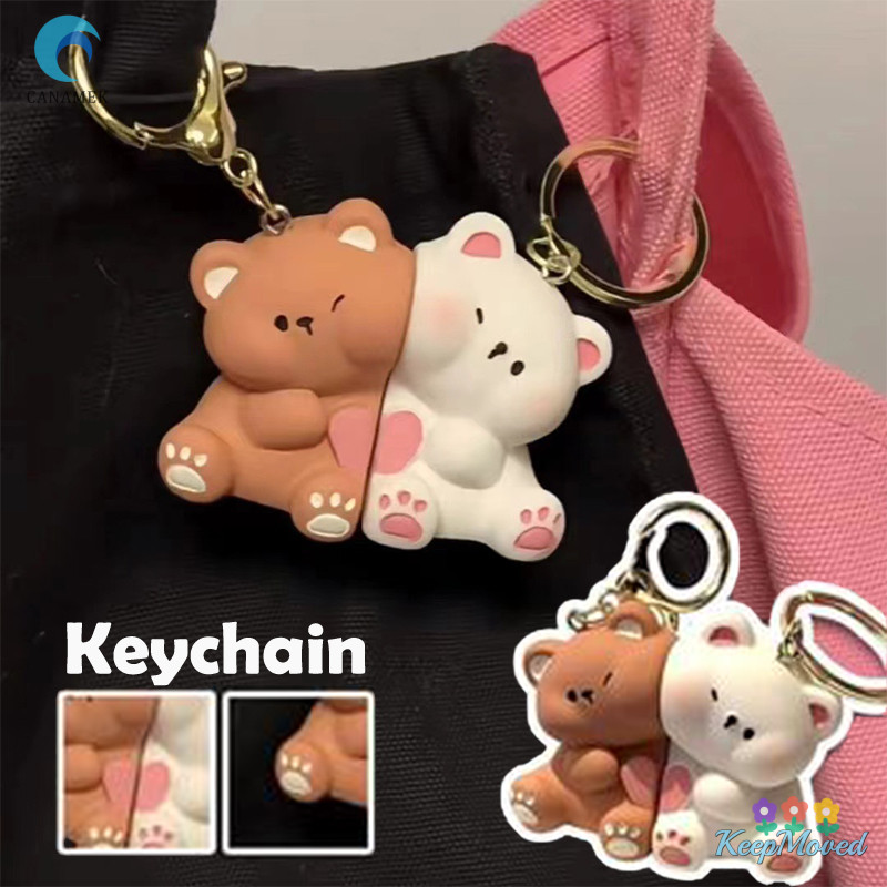 Keepmoved 2 ชิ้นการ์ตูนหมีแม่เหล็กพวงกุญแจคนรักสําหรับจี้คู่ Key Chain แหวนเครื่องประดับของขวัญใหม่