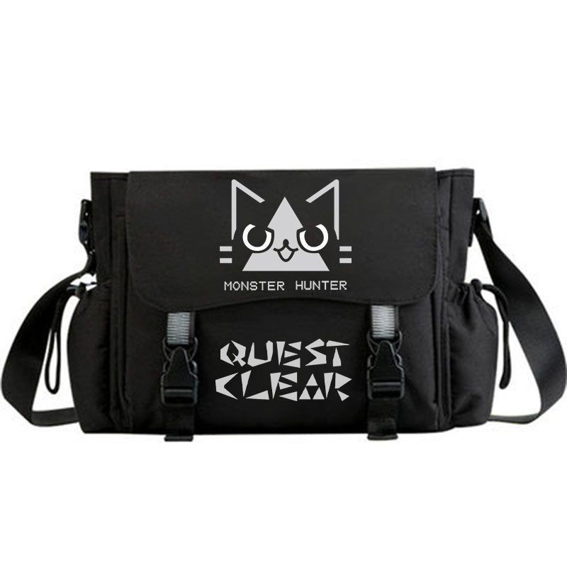 Monster HUNTER WORLD สินค้าอนิเมะ Elu Cat กระเป๋าสะพายไหล่ข้ามร่างกายนักเรียนมัธยมต้นกระเป๋าคอมพิวเตอร์ลําลองกระเป๋ากวดวิชาคลาส