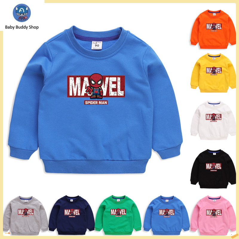 เสื้อเด็ก Spiderman การ์ตูนแขนยาวผ้าฝ้าย 100% สําหรับเด็กผู้ชาย NW037