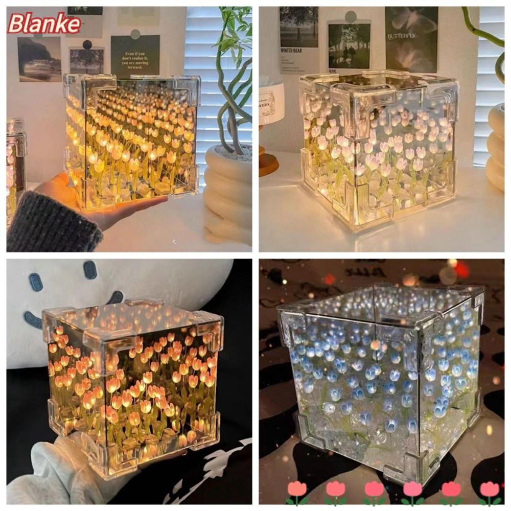 Blanke ทิวลิปไฟกลางคืน, 21 ดอกไม้ทําด้วยมือ DIY LED ตกแต่งโคมไฟกลางคืน, 2024 Magic Cube Excluding ของขวัญกระเป๋าอะคริลิคดอกทิวลิปดอกไม้โคมไฟตั้งโต๊ะของขวัญวันเกิด