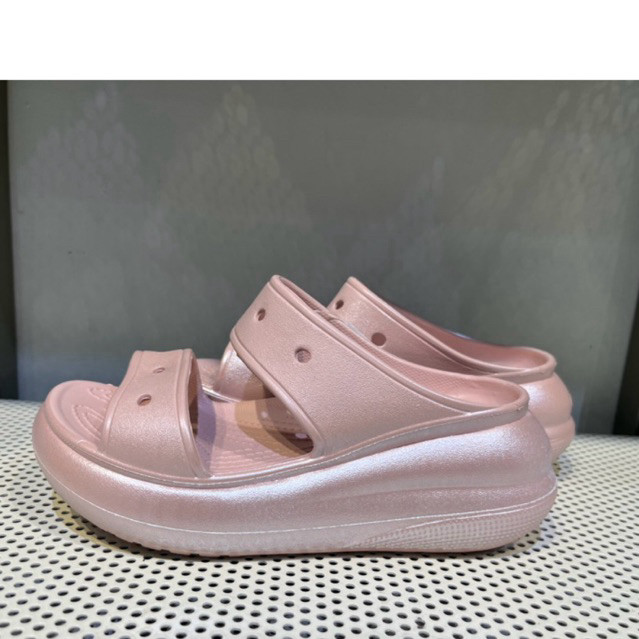 CROCS CRUSH SLIDE SHIMMER SANDALS สําหรับผู้หญิง/CROCS CRUSH SLIDE SHIMMER SANDALS/CROCS CRUSH SHIMM