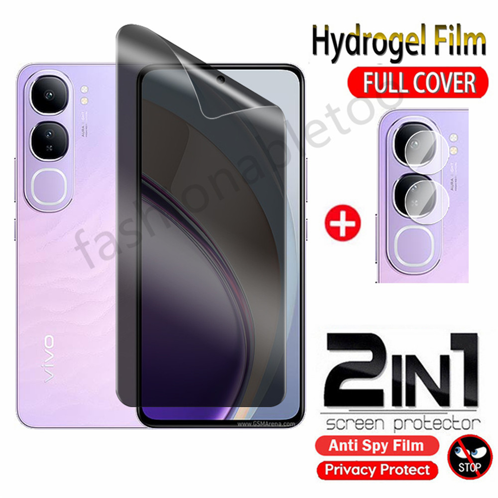 2 in 1 Anti-spy Hydrogel ฟิล์มสําหรับ Vivo Y200 Y19s Y 200 Y 19s Y19 s VivoY200 VivoY19s 4G 5G 2024 ความเป็นส่วนตัวป้องกันหน้าจอ Anti-Peep ฟิล์มด้านหน้านุ่มกลับกล้องเลนส์ฟิล์ม