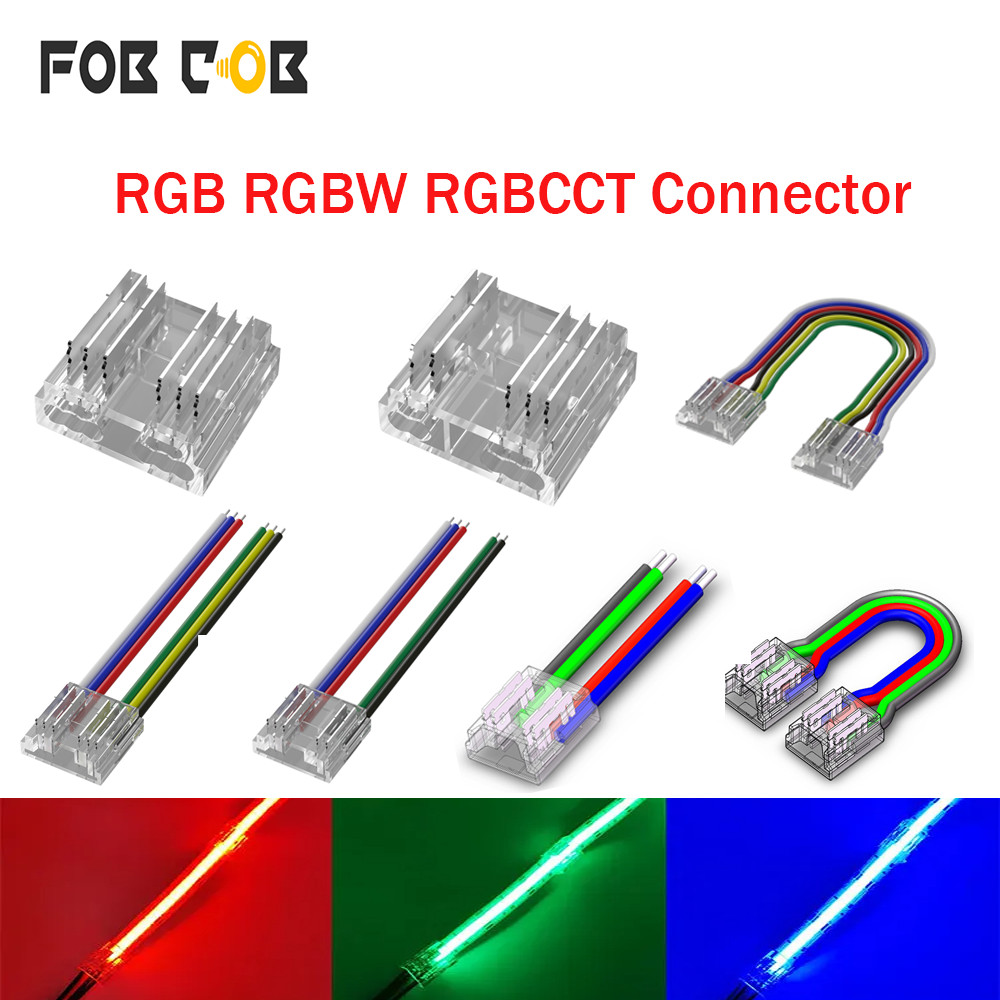 4pin 5pin 6pin RGB RGBW RGBCCT COB Strip Fast Connector 12 มม.เทปความกว้าง LED Fast Connector Solder